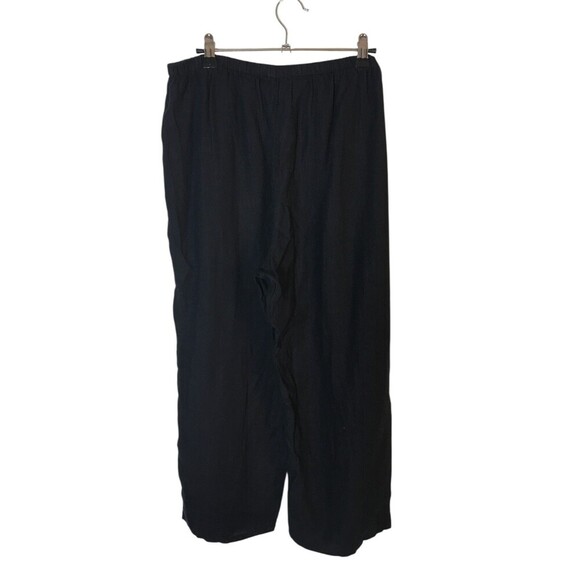 Russ Berens Pants Women's Size Medium Black 100% Linen Stretch Waist - Picture 2 of 6